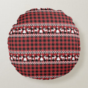 Almofada Redonda Buffalo Xadrez Reindeer Fair Isle