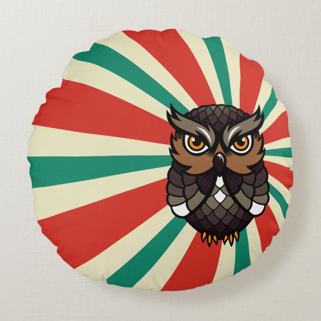 Almofada Redonda Buho, Suerte (Frente)