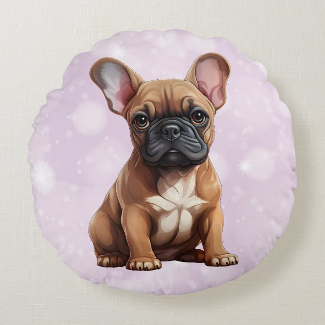 Almofada Redonda Buldogue Francês (Frente)