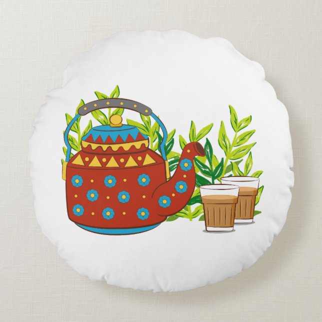 Almofada Redonda Bule Russo Cute Trendy Modern Mug (Frente)