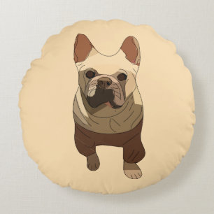 Almofada Redonda Bulldog Francês, Pêssego Suave