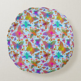 Almofada Redonda Bumbling Butterflies in Fresh Air DC