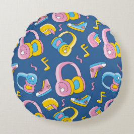 Almofada Redonda Bunter Musikmix em rosa, blau, gelb