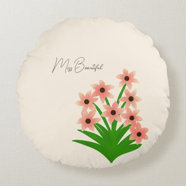 Almofada Redonda Buquê de flores (Frente)