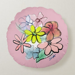 Almofada Redonda Buquê Floral Bonito e bonito da mulher