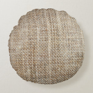 Almofada Redonda Burlap Hessian Background Texture
