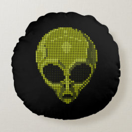Almofada Redonda Cabeça de Alienígena Verde