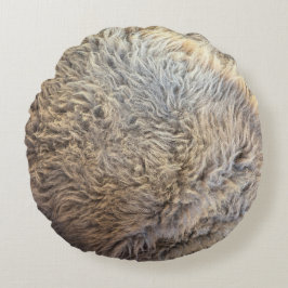 Almofada Redonda Cabelos castanhos de pele de búfalo