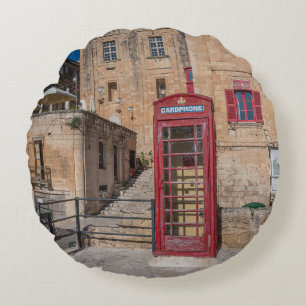 Almofada Redonda Cabine telefônica vermelha em La Valetta Malta