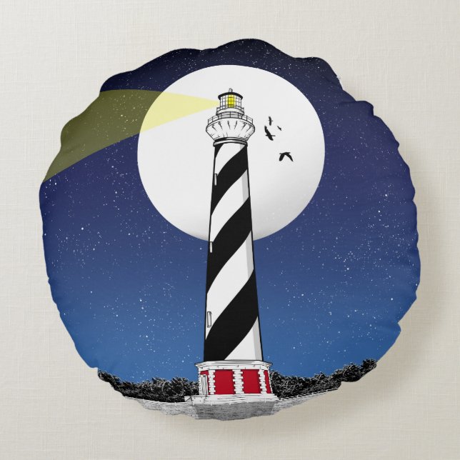 Almofada Redonda Cabo Hatteras Lighthouse ILUSTRATION (Verso)