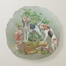 Almofada Redonda Caça com cães