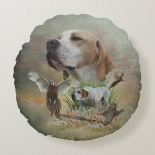 Almofada Redonda Caça de faisão com ponteiros, arte