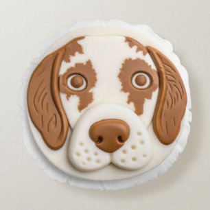 Almofada Redonda Cachorro Brittany Spaniel Inspirado em 3D
