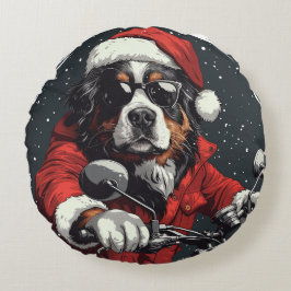 Almofada Redonda Cachorro da Montanha Bernese de Natal
