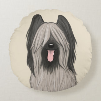 Almofada Redonda Cachorro de Cartoon Briard