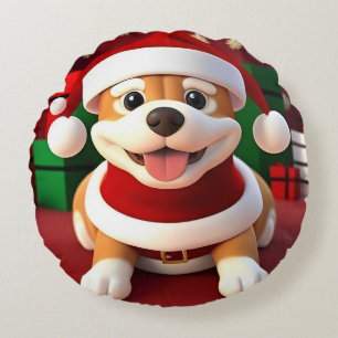 Almofada Redonda Cachorro de Desenho Animado Fofo Vestido de Papai