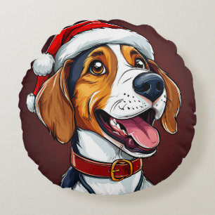 Almofada Redonda Cachorro de natal fofo