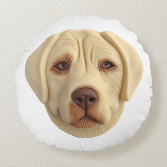 Almofada Redonda Cachorro Labrador 3D Inspirado (Frente)