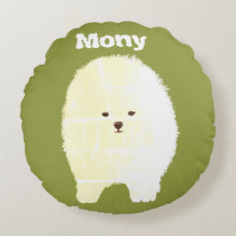Almofada Redonda Cachorro, Pomerânia Fluffy Pet Art Round, Cusha