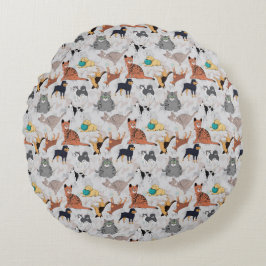 Almofada Redonda Cães E Gatos, Design