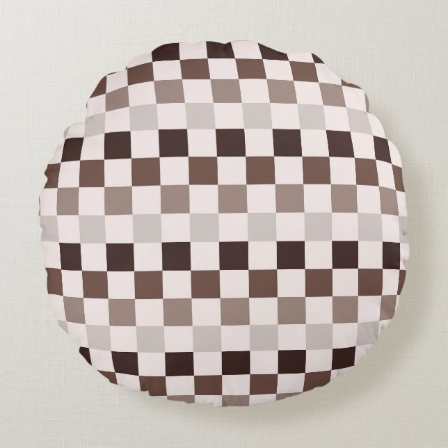 Almofada Redonda Cafe Au Lait checkerboard pattern (Frente)