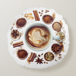 Almofada Redonda Café Com Travesseiro decorativo De Sublimação De E