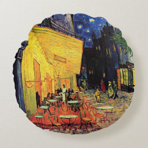 Almofada Redonda Café Terrace à noite por Vincent van Gogh