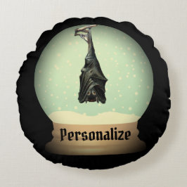 Almofada Redonda Caimento globe negro da vintagem de morcegos