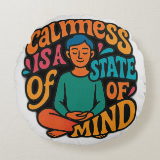 Almofada Redonda Calbaga É Um Estado De Mente - Meditando Yogi Zen
