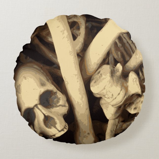 Almofada Redonda Caldrão de ossos. (Frente)