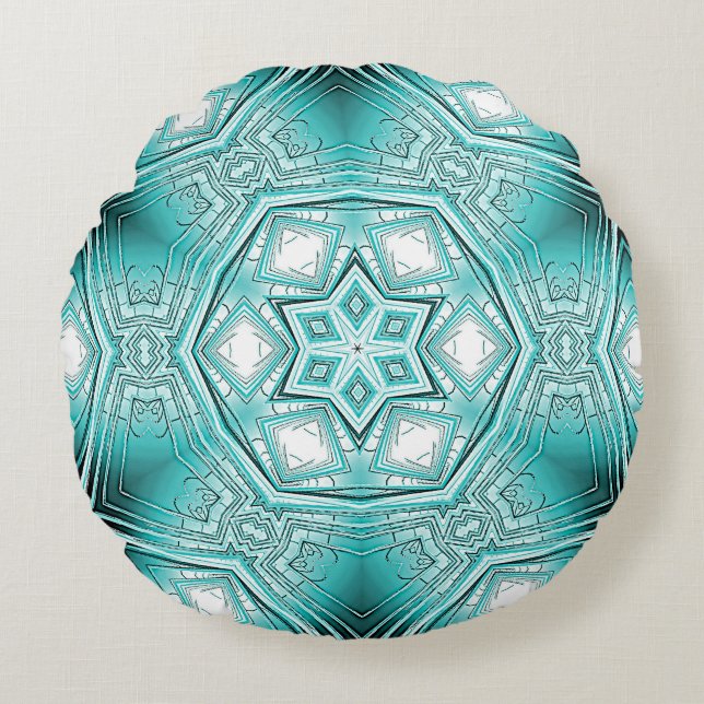 Almofada Redonda Caleidoscópio Ártico (Frente)