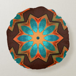 Almofada Redonda Caleidoscópio circular numa mistura de madeira e c