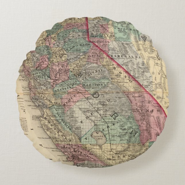 Almofada Redonda Califórnia, Nevada 2 (Frente)