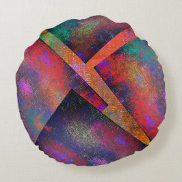 Almofada Redonda Camada de imagens rústicas organizadas de forma ir