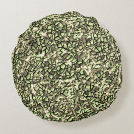 Almofada Redonda Camadas de mosaico e faíscas de sépia esverdeada g