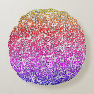 Almofada Redonda Camadas de mosaico em laranja bruto até lilás e fa