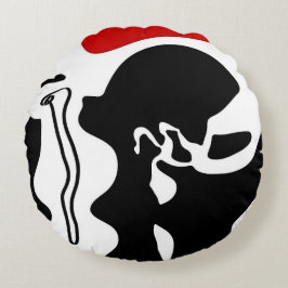 Almofada Redonda Câmara de Deslocamento: Abstrato preto, branco e v