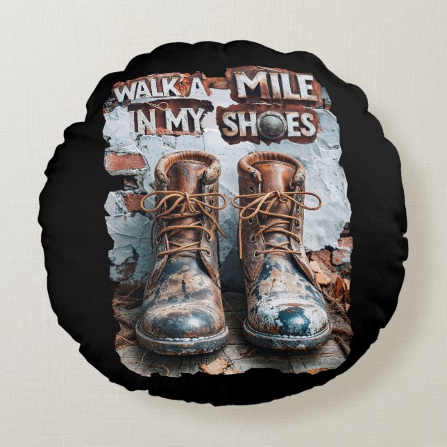 Almofada Redonda Caminhar um monte em meus Calçados - Russo Inspira (Frente)