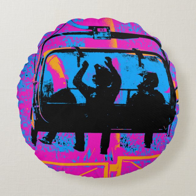 Almofada Redonda Caminhe pela Montanha - Montanha Bikers (Frente)