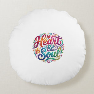 Almofada Redonda Camiseta Heart & Soul – Amor Inspirador & Paixões