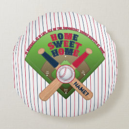 Almofada Redonda Campo de basebol,Travesseiro decorativo inicial 01