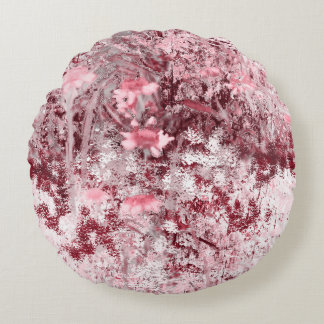 Almofada Redonda Campo de Flores Silvestres Impressionismo-Rosa Vel