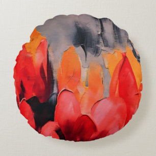 Almofada Redonda Campo de Tulipas – Intensidade Floral Abstrata