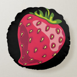 Almofada Redonda Campos de Morango em Preto