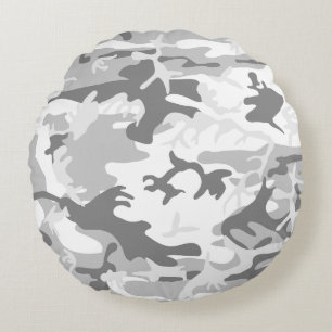 Almofada Redonda Camuflagem de Cinzas de inverno, Militar, Exército