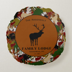 Almofada Redonda Camuflagem Preto Marrom Verde Personalizado