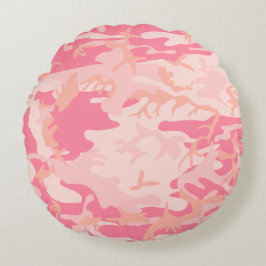 Almofada Redonda Camuflagem Rosa, Militar, Exército