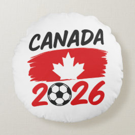 Almofada Redonda Canada 2026 Soccer Fan Design with Maple Leaf
