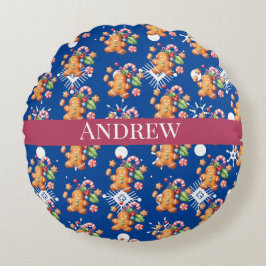 Almofada Redonda Candy Candy Canas de Natal Vermelho Azul