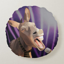 Almofada Redonda Cantando Engraçado Fazenda Donkey Animal Purple Fu